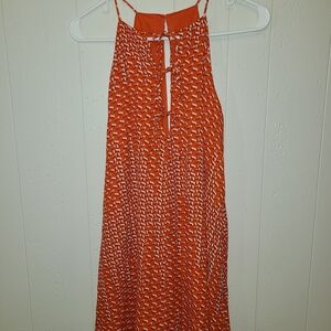Charles Henry Vibrant Orange Geometric Dress